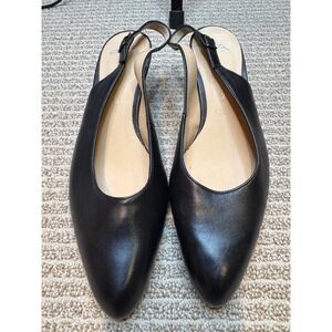 Ara Black Leather Slingback Block‎ Heel Shoes Women's Size 7.5